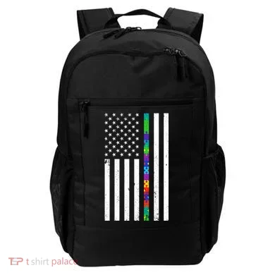 Thin Puzzle Line Autism Flag Backpack