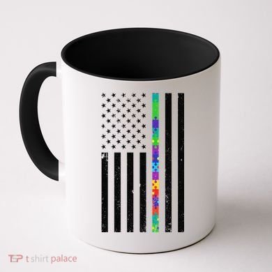 Thin Puzzle Line Autism Flag Coffee Mug