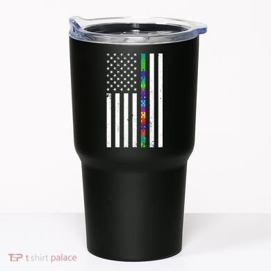 Thin Puzzle Line Autism Flag Tumbler