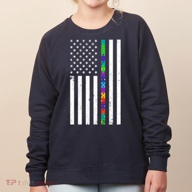 Thin Puzzle Line Autism Flag Women's Sweatshirt