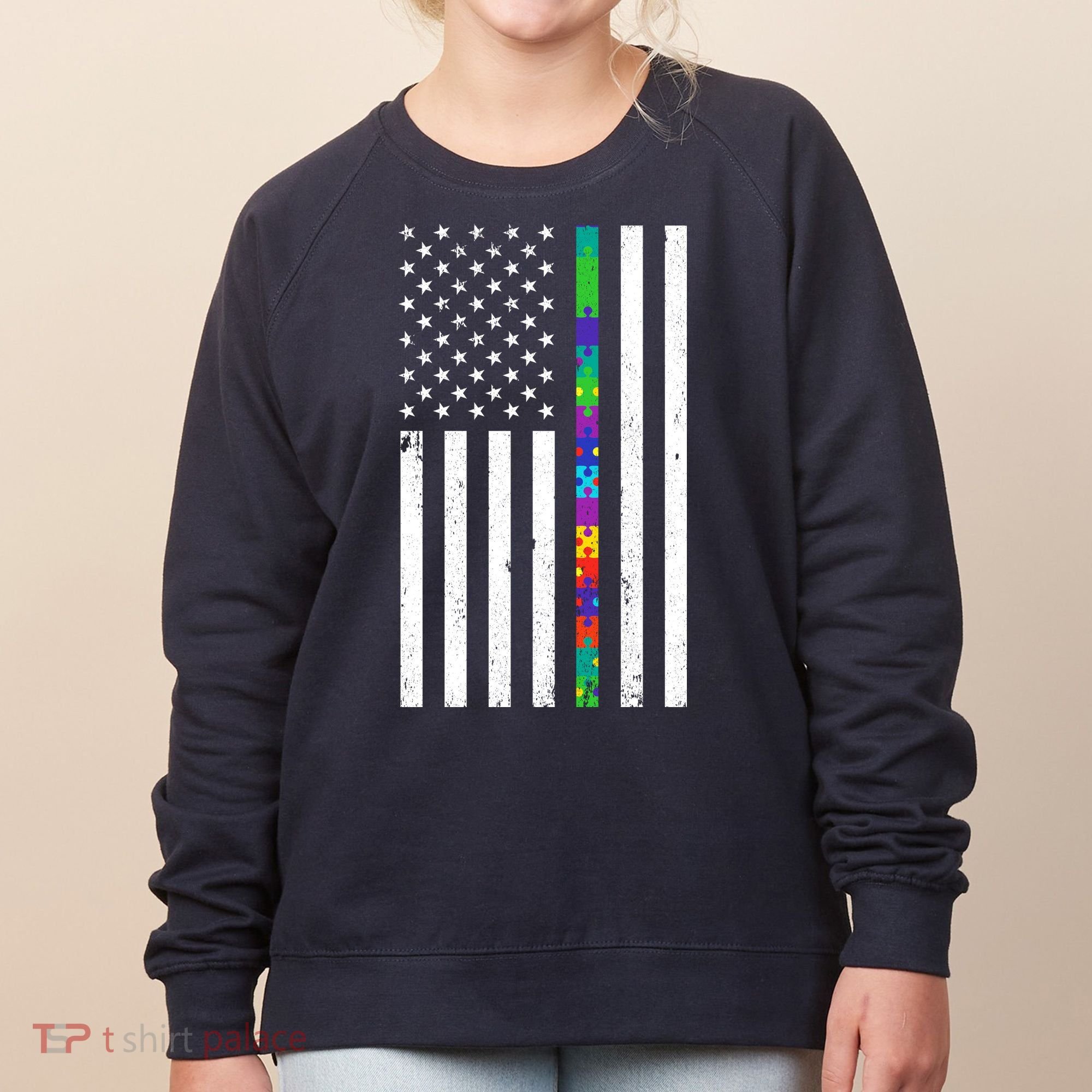 Thin Puzzle Line Autism Flag Women's Sweatshirt