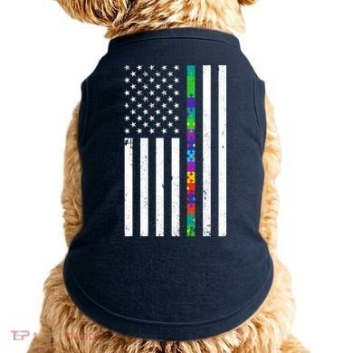 Thin Puzzle Line Autism Flag Doggie Tank