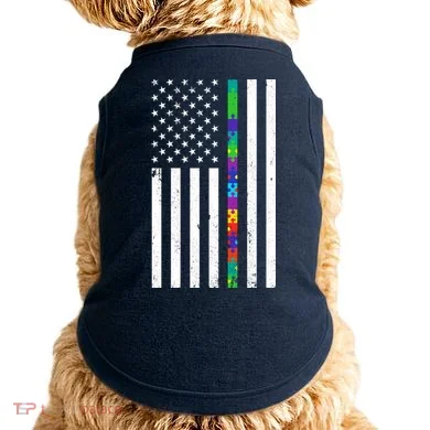 Thin Puzzle Line Autism Flag Doggie Tank