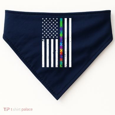 Thin Puzzle Line Autism Flag USA-Made Doggie Bandana