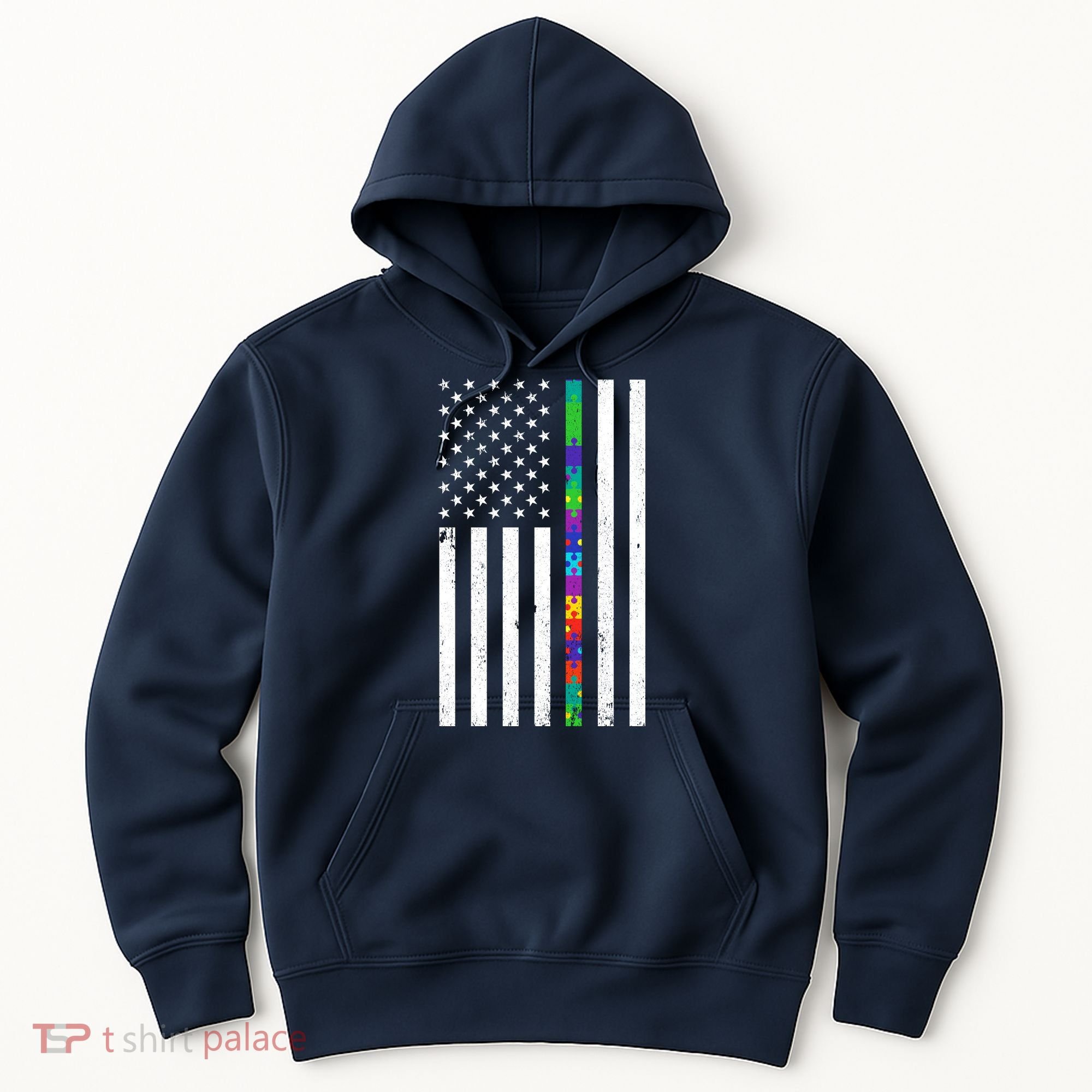 Thin Puzzle Line Autism Flag Hoodie