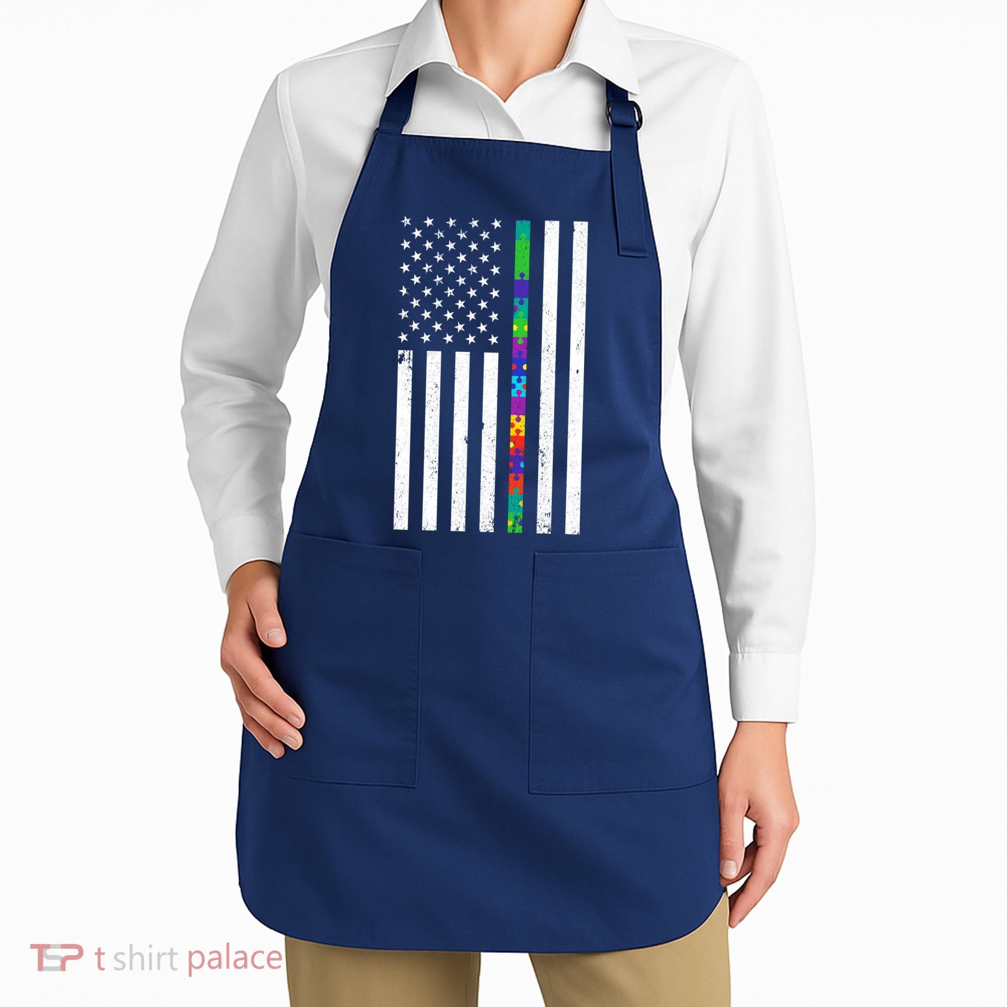 Thin Puzzle Line Autism Flag Apron