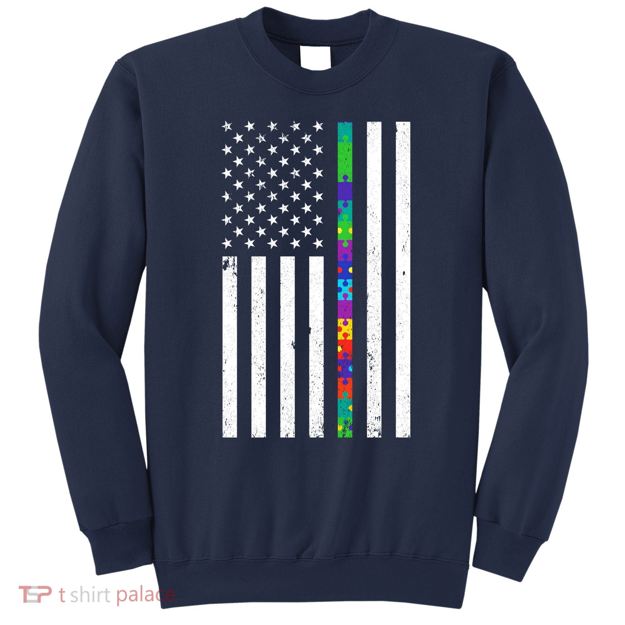 Thin Puzzle Line Autism Flag Sweatshirt
