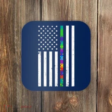Thin Puzzle Line Autism Flag Coaster