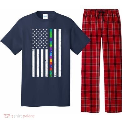 Thin Puzzle Line Autism Flag Pajama Set
