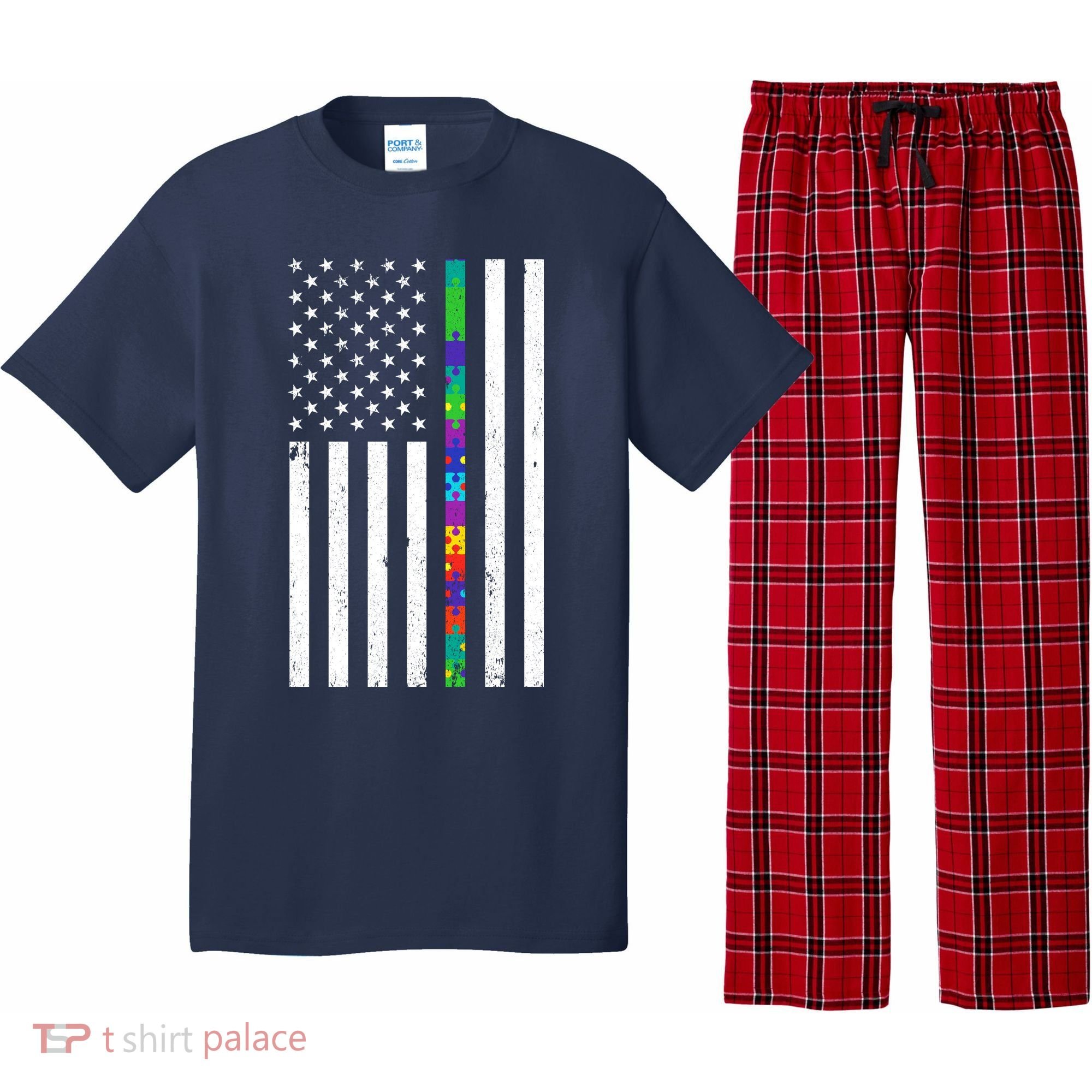 Thin Puzzle Line Autism Flag Pajama Set