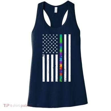 Thin Puzzle Line Autism Flag Women's Tank Top