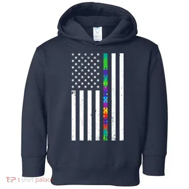 Thin Puzzle Line Autism Flag Toddler Hoodie