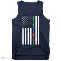 Thin Puzzle Line Autism Flag Tank Top thumb 0