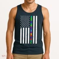 Thin Puzzle Line Autism Flag Tank Top thumb 3