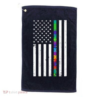 Thin Puzzle Line Autism Flag Golf Towel