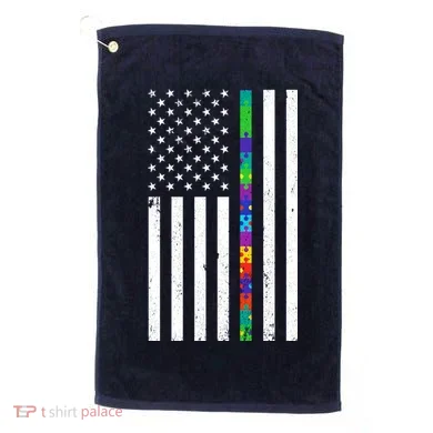 Thin Puzzle Line Autism Flag Golf Towel