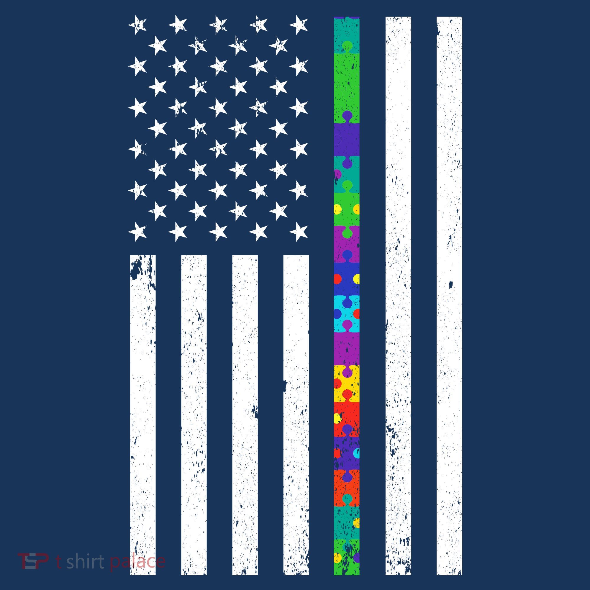 Thin Puzzle Line Autism Flag Golf Towel