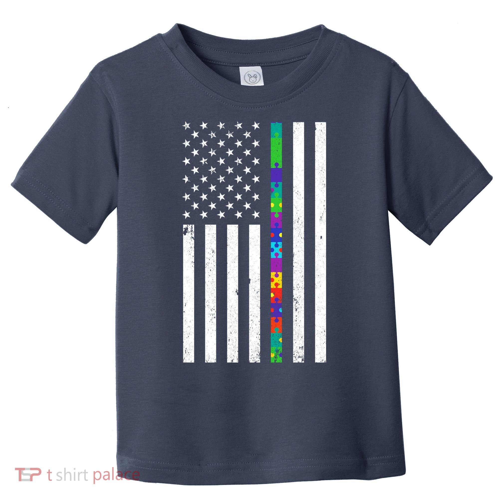 Thin Puzzle Line Autism Flag Toddler T-Shirt