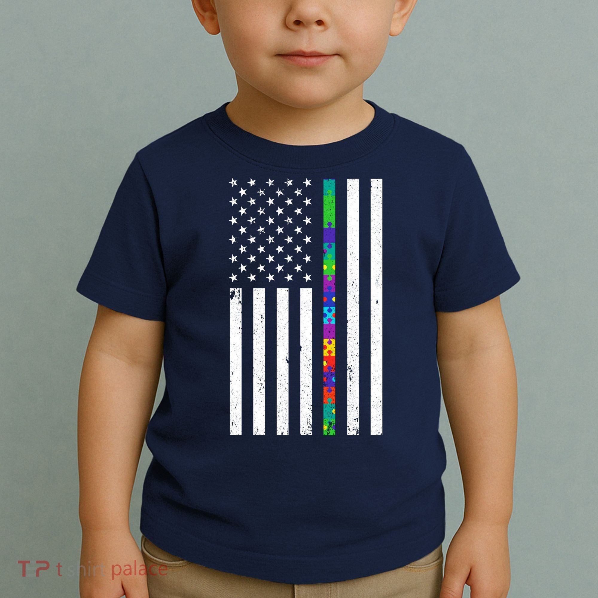 Thin Puzzle Line Autism Flag Toddler T-Shirt