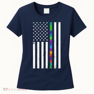 Thin Puzzle Line Autism Flag Women's T-Shirt