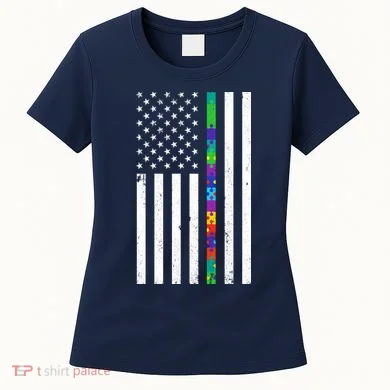 Thin Puzzle Line Autism Flag Women's T-Shirt