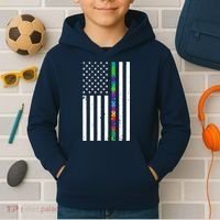 Thin Puzzle Line Autism Flag Kids Hoodie thumb 2