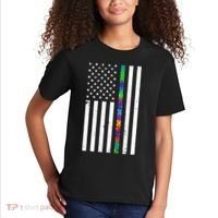 Thin Puzzle Line Autism Flag Kids T-Shirt thumb 2