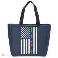 Thin Puzzle Line Autism Flag Tote Bag thumb 0