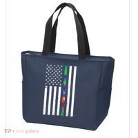Thin Puzzle Line Autism Flag Tote Bag thumb 3