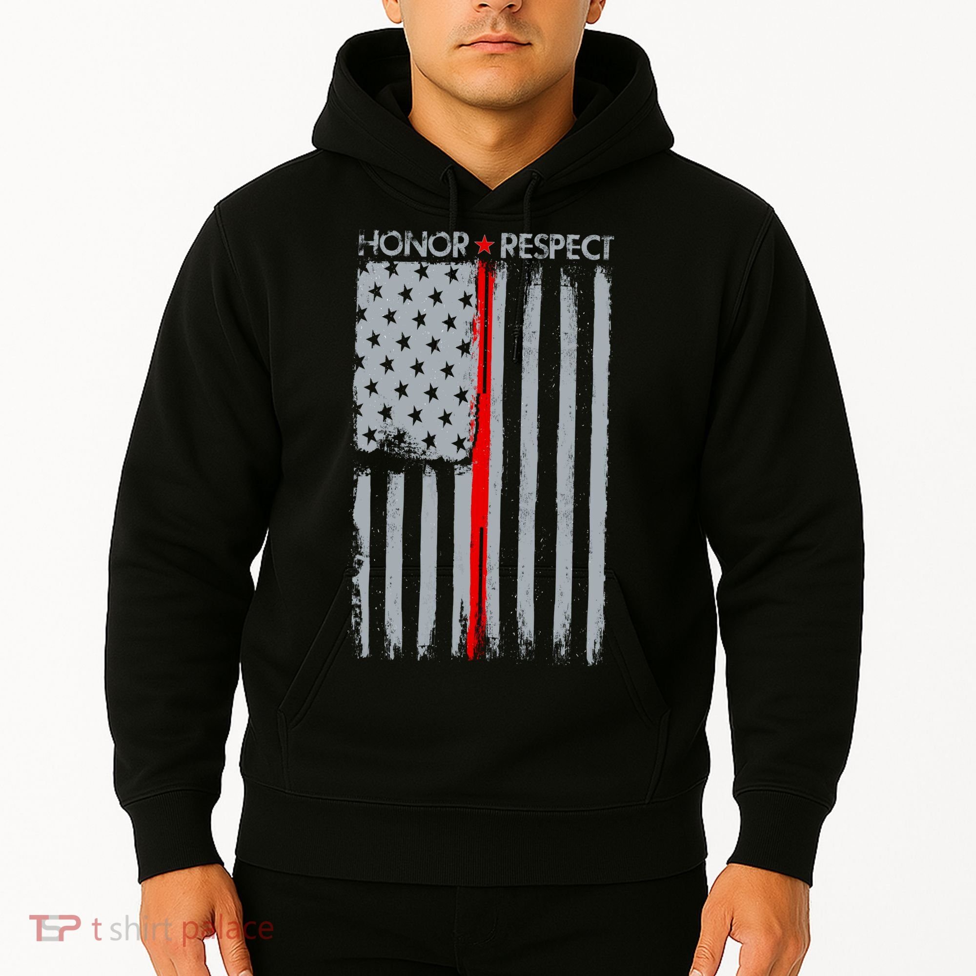 Thin Red Line American Flag Hoodie