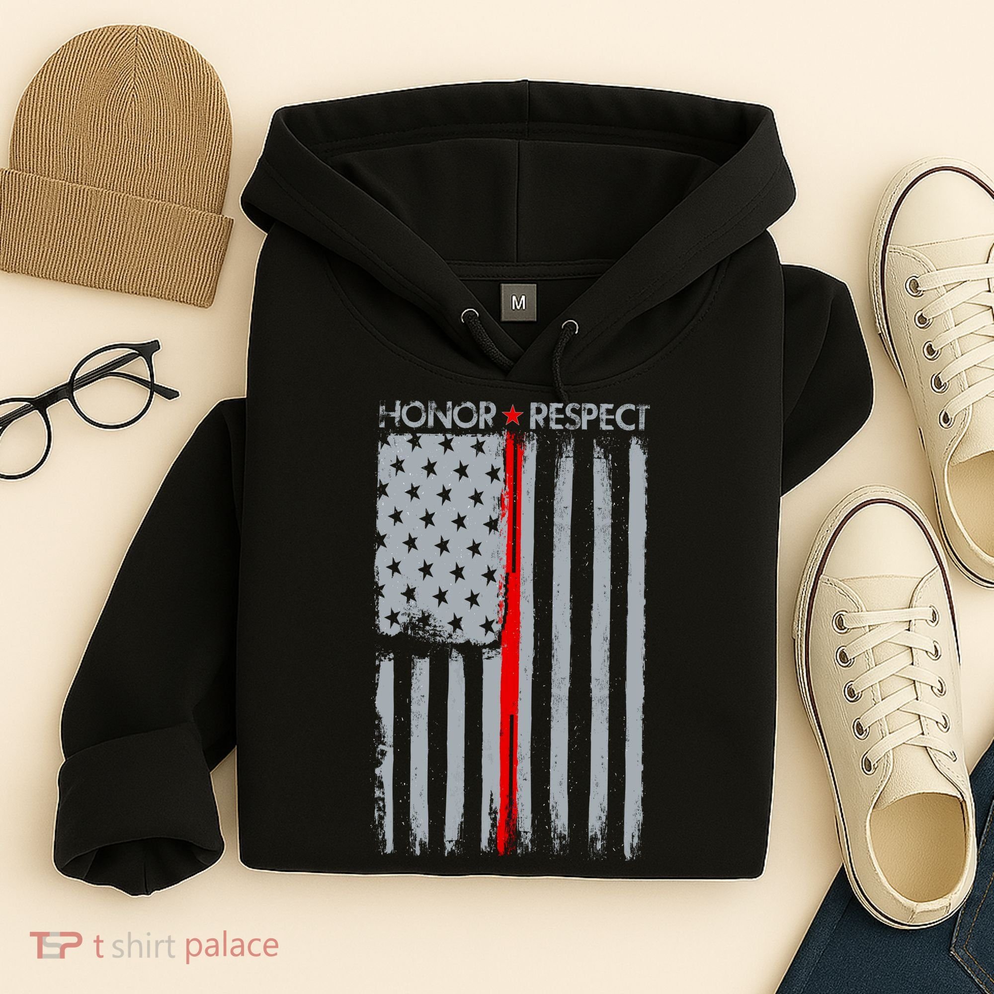 Thin Red Line American Flag Hoodie
