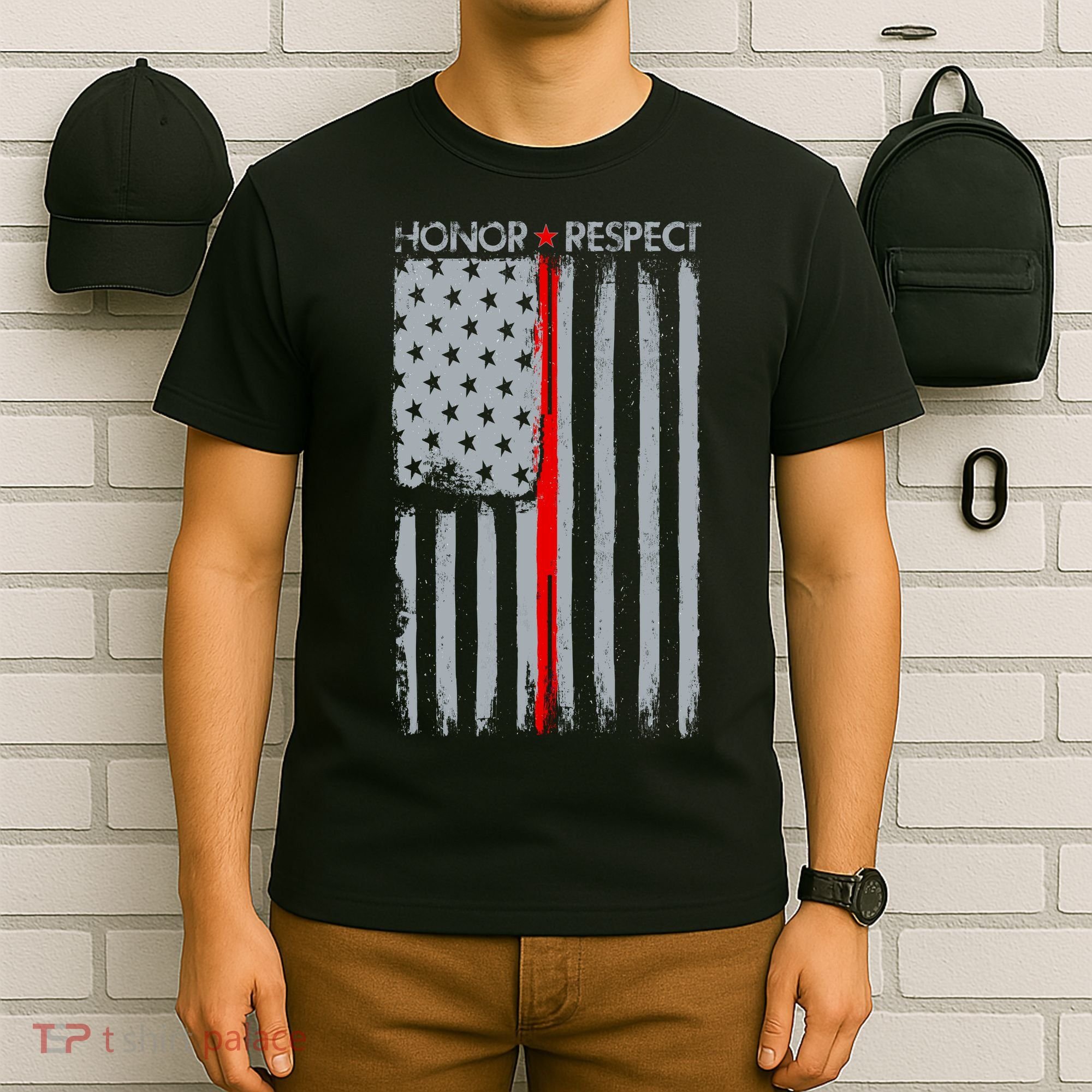 Thin Red Line American Flag T-Shirt
