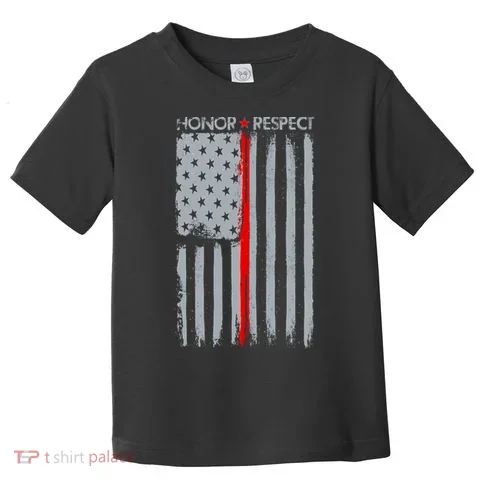 Thin Red Line American Flag Toddler T-Shirt in the selected color