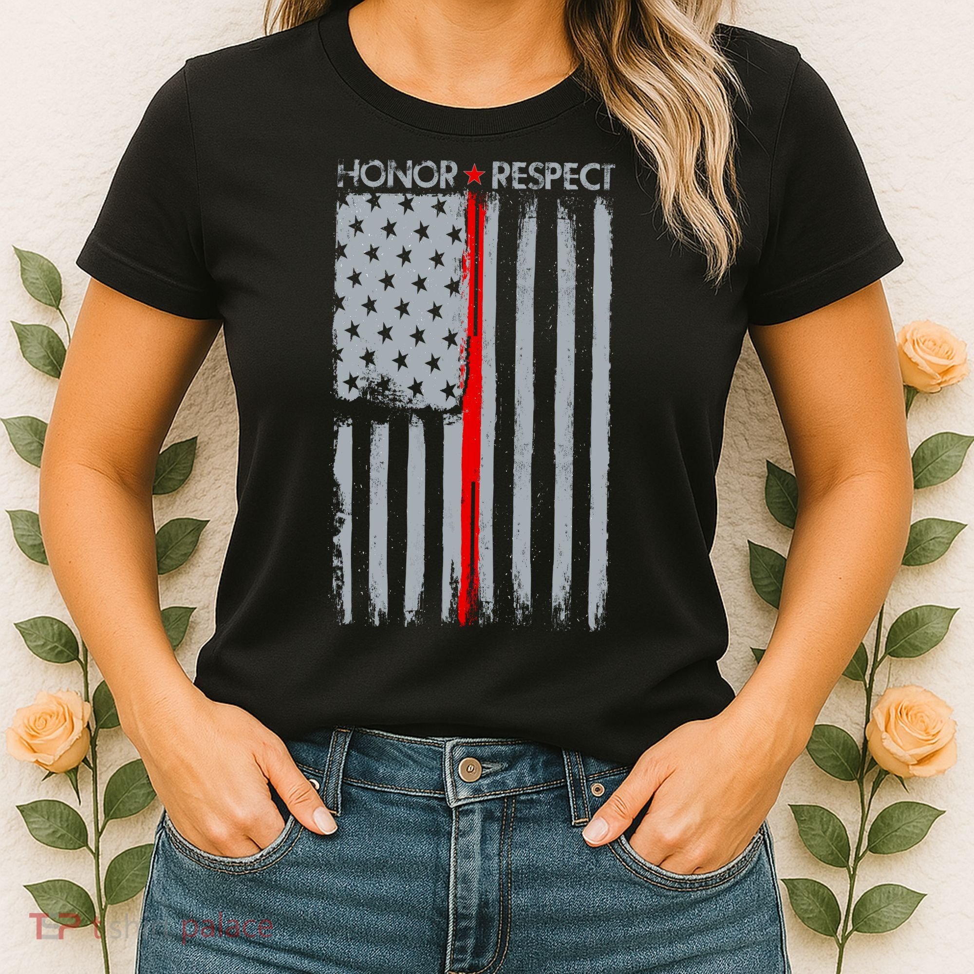 Thin Red Line American Flag Women's T-Shirt