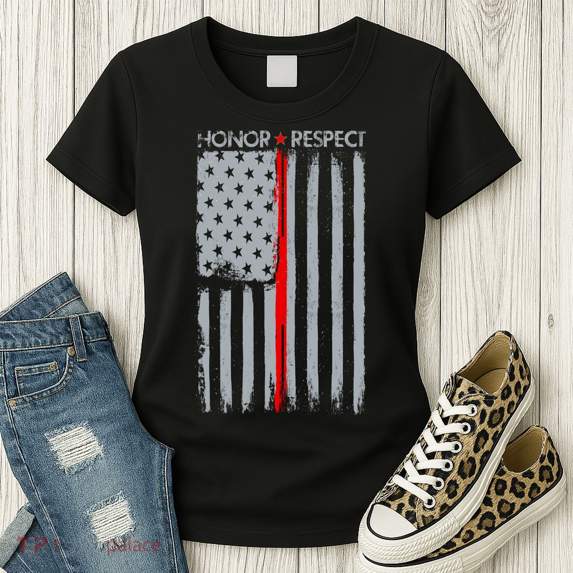 Thin Red Line American Flag Women's T-Shirt