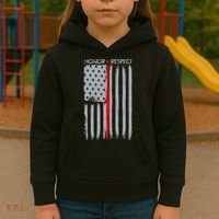 Thin Red Line American Flag Kids Hoodie thumb 3
