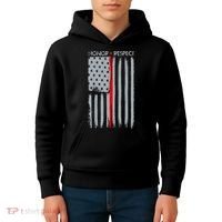 Thin Red Line American Flag Kids Hoodie thumb 4