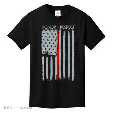 Thin Red Line American Flag Kids T-Shirt