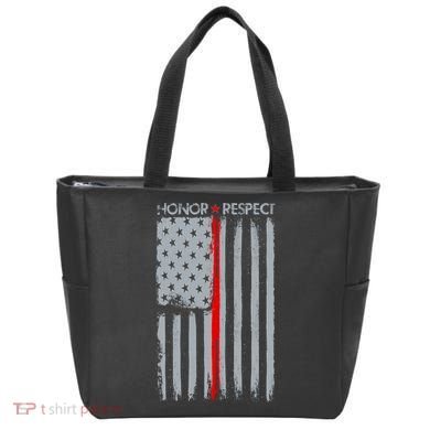 Thin Red Line American Flag Tote Bag