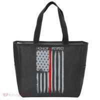 Thin Red Line American Flag Tote Bag thumb 0
