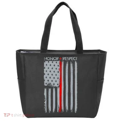 Thin Red Line American Flag Tote Bag