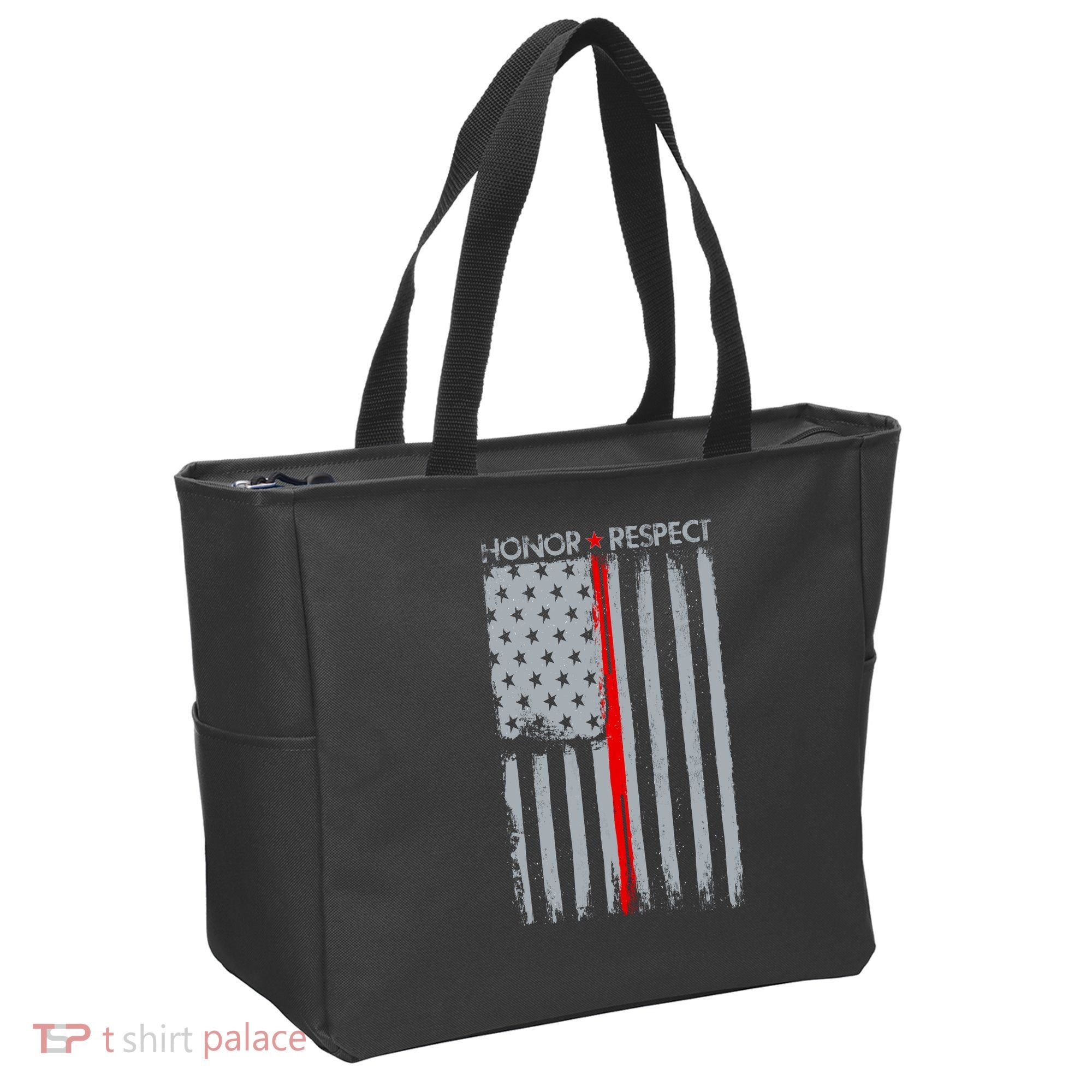 Thin Red Line American Flag Tote Bag