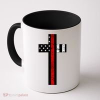 Thin Red Line Cross Firefighter Coffee Mug thumb 0