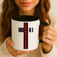 Thin Red Line Cross Firefighter Coffee Mug thumb 3