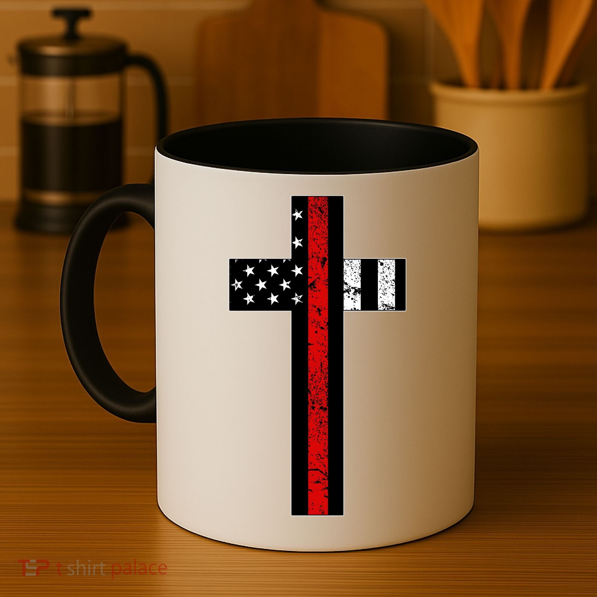 Thin Red Line Cross Firefighter Coffee Mug