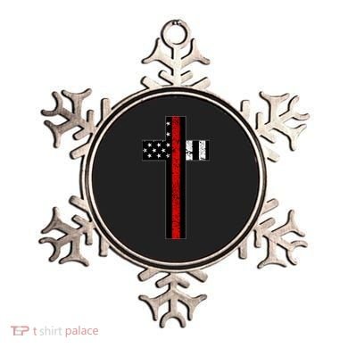 Thin Red Line Cross Firefighter Ornament