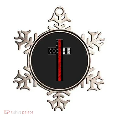Thin Red Line Cross Firefighter Ornament