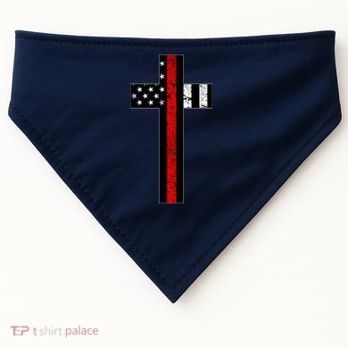 Thin Red Line Cross Firefighter USA-Made Doggie Bandana