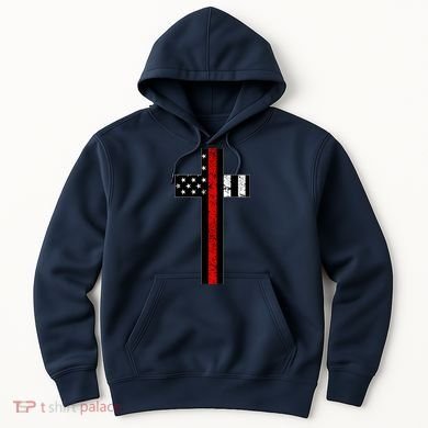Thin Red Line Cross Firefighter Hoodie