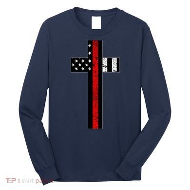 Thin Red Line Cross Firefighter Long Sleeve Shirt